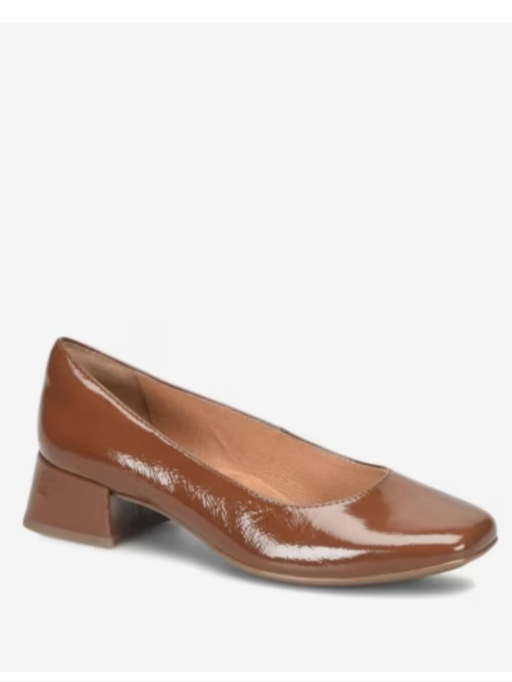 Sofft Lillian Chestnut Brown Women’s Patent Leather Block Heel Pumps